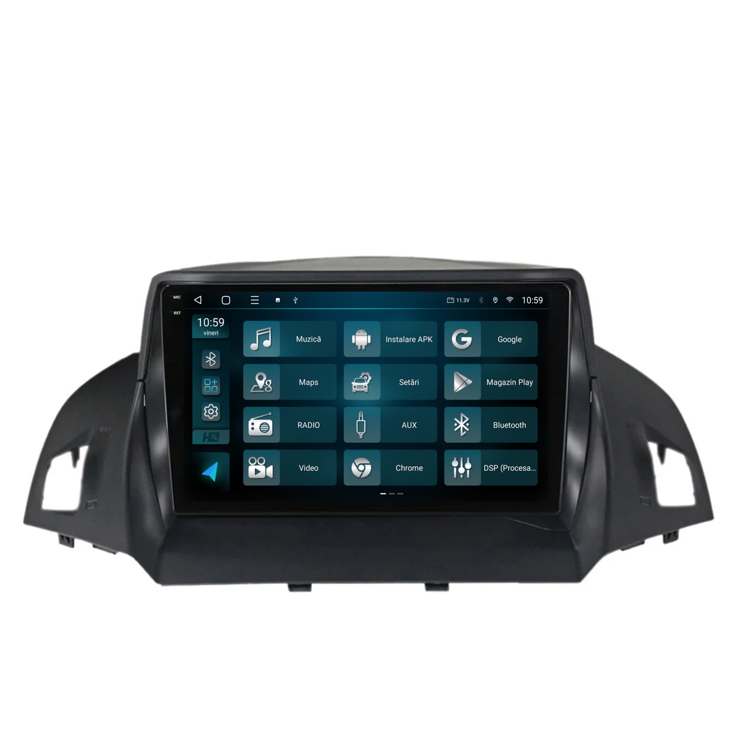 Navigatie 2K HUB64 Ford Kuga / C-Max (2013-2018), 4GB RAM, Android, Octacore, Slot Sim 4G, DSP, GPS, Wi-FI, Carplay, Android Auto, USB, Bluetooth, Waze, Touchscreen, 9.5 Inch