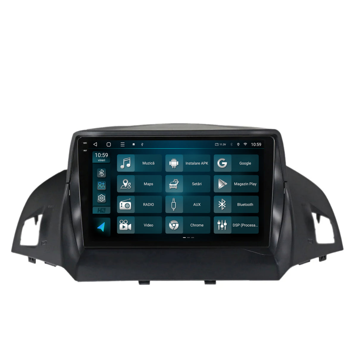 Navigatie 2K HUB64 Ford Kuga / C-Max (2013-2018), 8GB RAM, Android, Octacore, Slot Sim 4G, DSP, GPS, Wi-FI, Carplay, Android Auto, USB, Bluetooth, Waze, Touchscreen, 9.5 Inch