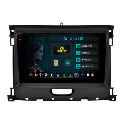 Navigatie 2K HUB64 Ford Ranger (2015-2022), 4GB RAM, Android, Octacore, Slot Sim 4G, DSP, GPS, Wi-FI, Carplay, Android Auto, USB, Bluetooth, Waze, Touchscreen, 9.5 Inch