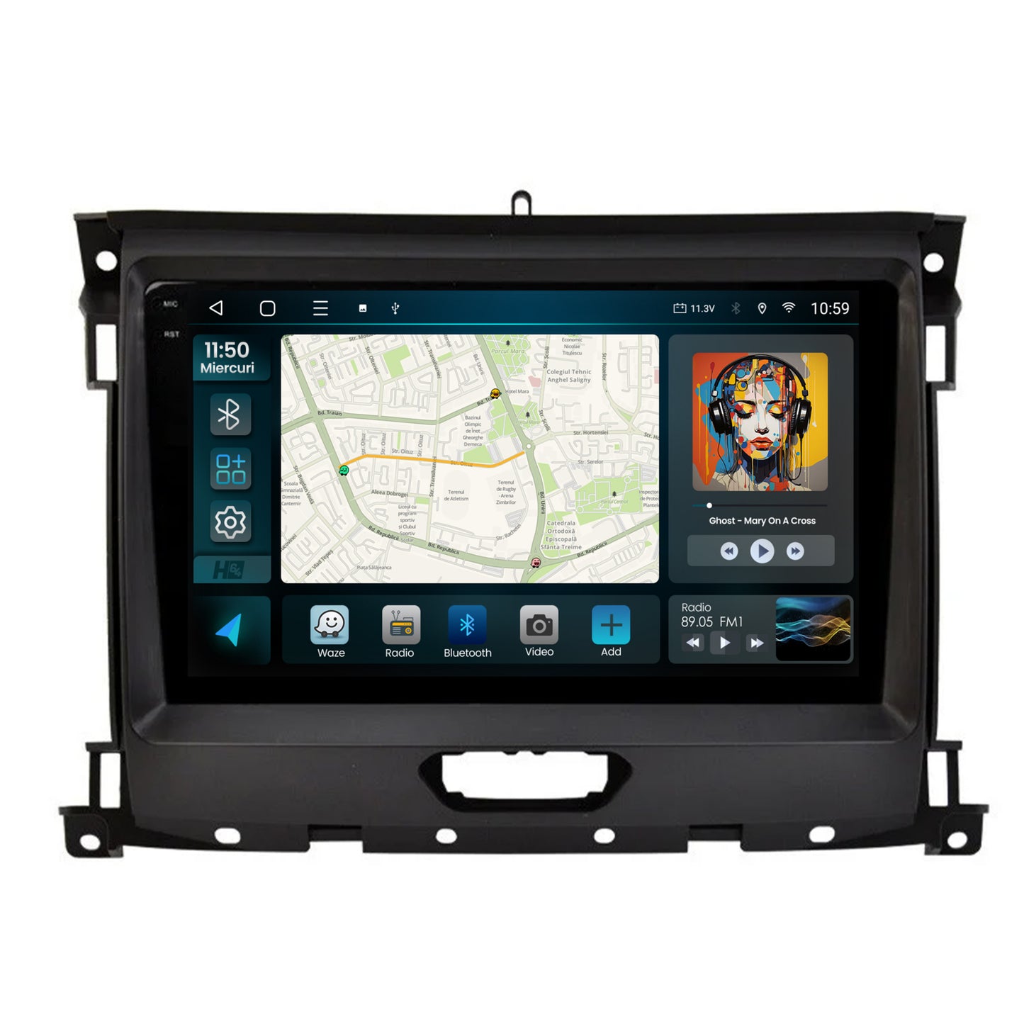 Navigatie 2K HUB64 Ford Ranger (2015-2022), 4GB RAM, Android, Octacore, Slot Sim 4G, DSP, GPS, Wi-FI, Carplay, Android Auto, USB, Bluetooth, Waze, Touchscreen, 9.5 Inch