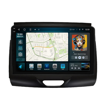 Navigatie 2K HUB64 Ford Ranger (2015-2018), 8GB RAM, Android, Octacore, Slot Sim 4G, DSP, GPS, Wi-FI, Carplay, Android Auto, USB, Bluetooth, Waze, Touchscreen, 9.5 Inch