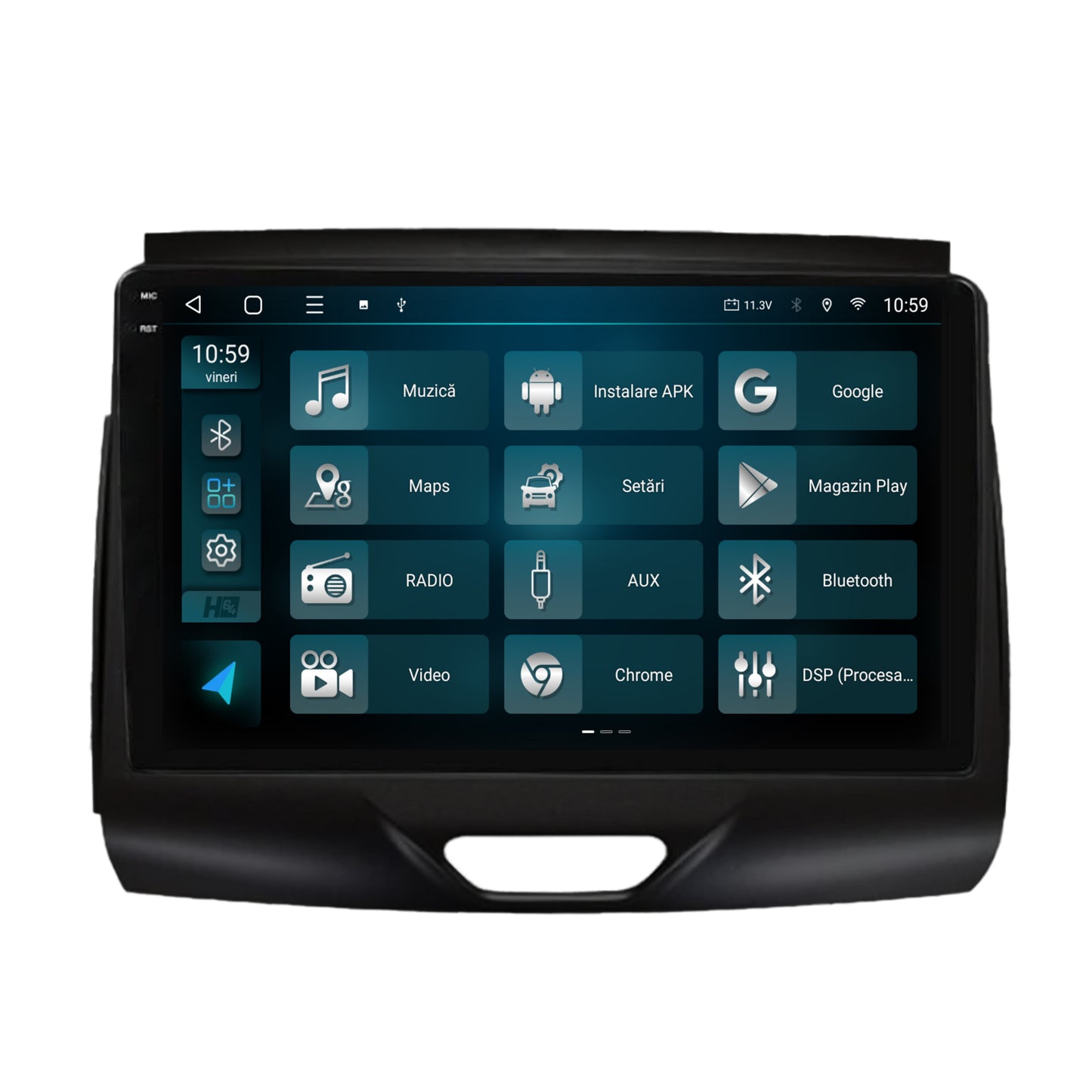 Navigatie 2K HUB64 Ford Ranger (2015-2018), 4GB RAM, Android, Octacore, Slot Sim 4G, DSP, GPS, Wi-FI, Carplay, Android Auto, USB, Bluetooth, Waze, Touchscreen, 9.5 Inch
