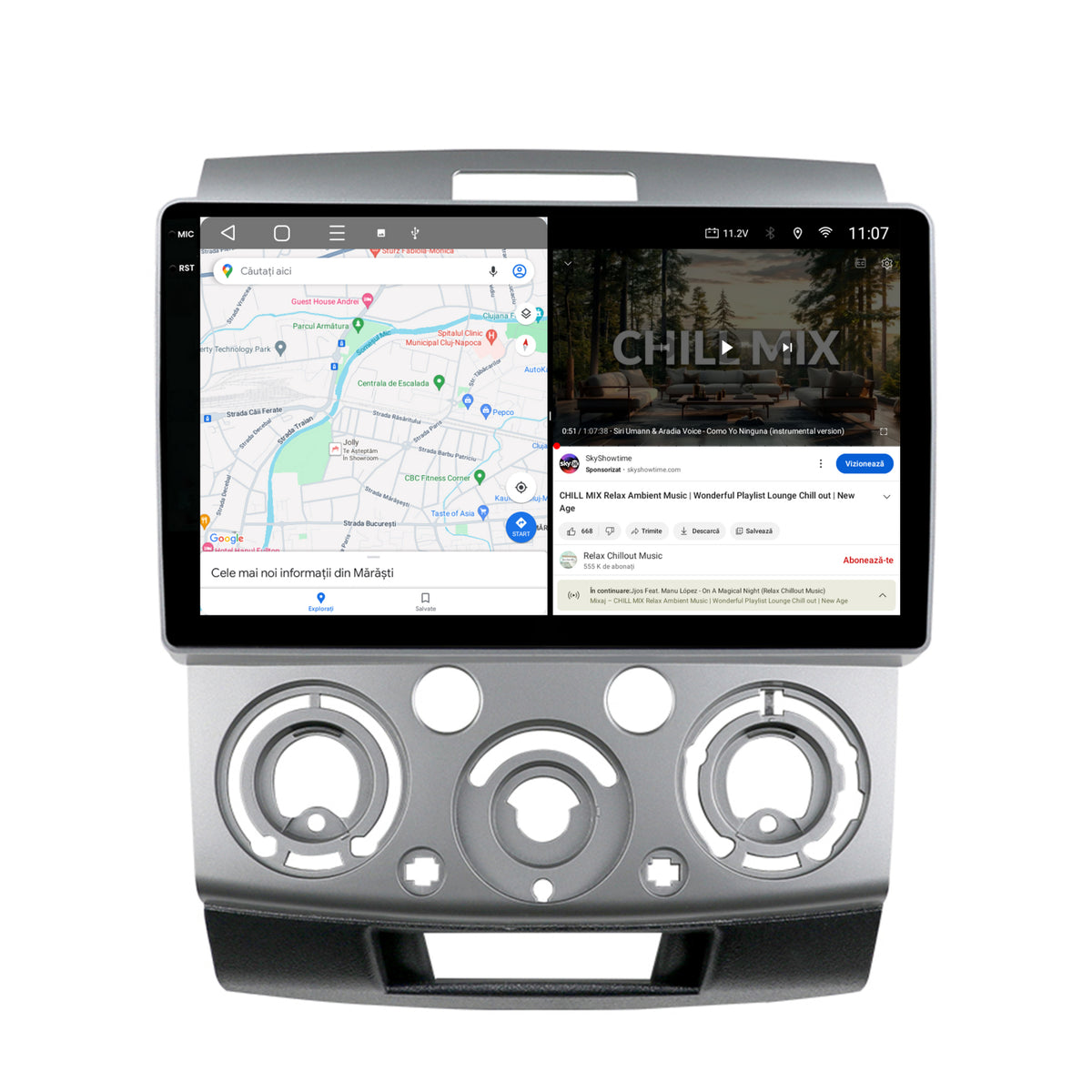 Navigatie 2K HUB64 Ford Ranger / Mazda BT50 (2007-2012), 4GB RAM, Android, Octacore, Slot Sim 4G, DSP, GPS, Wi-FI, Carplay, Android Auto, USB, Bluetooth, Waze, Touchscreen, 9.5 Inch