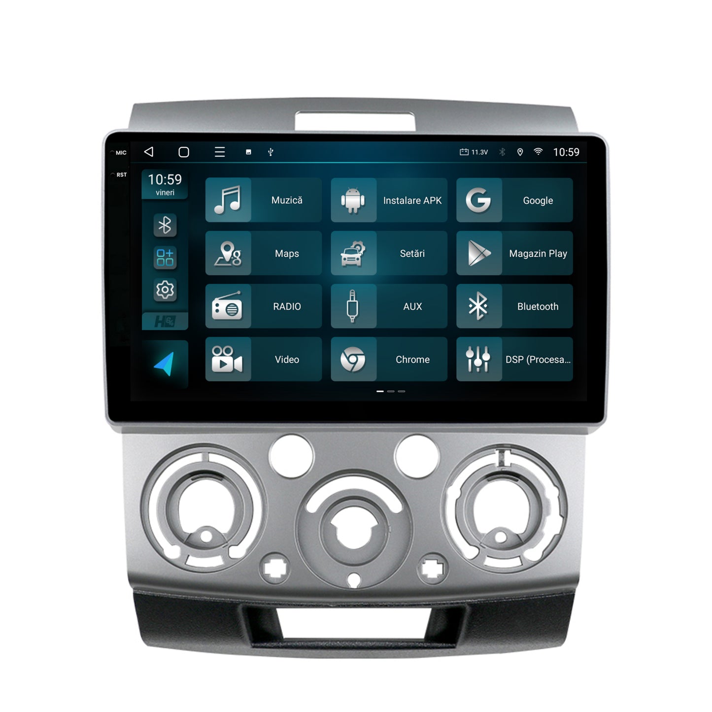 Navigatie 2K HUB64 Ford Ranger / Mazda BT50 (2007-2012), 4GB RAM, Android, Octacore, Slot Sim 4G, DSP, GPS, Wi-FI, Carplay, Android Auto, USB, Bluetooth, Waze, Touchscreen, 9.5 Inch