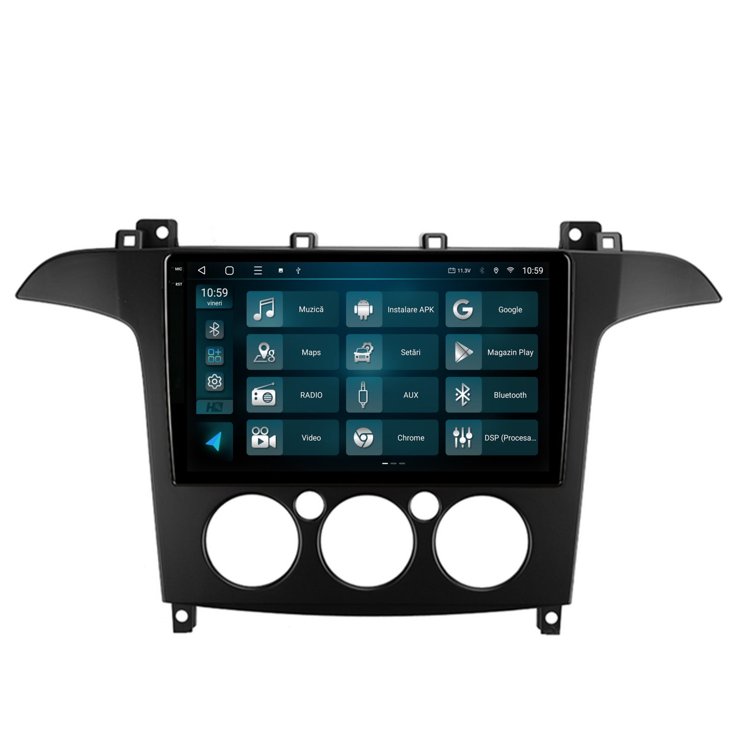 Navigatie 2K HUB64 Ford S-MAX (2006-2015) Clima Manuala, 8GB RAM, Android, Octacore, Slot Sim 4G, DSP, GPS, Wi-FI, Carplay, Android Auto, USB, Bluetooth, Waze, Touchscreen, 9.5 Inch