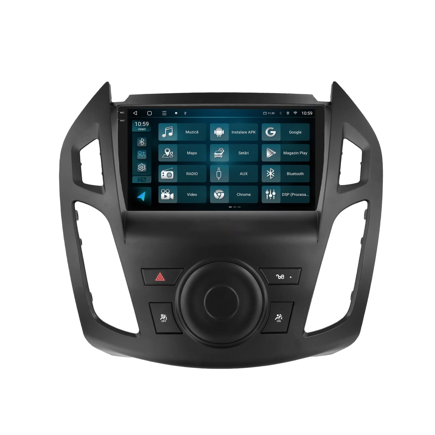 Navigatie 2K HUB64 Ford Transit (2014-2020), 4GB RAM, Android, Octacore, Slot Sim 4G, DSP, GPS, Wi-FI, Carplay, Android Auto, USB, Bluetooth, Waze, Touchscreen, 9.5 Inch