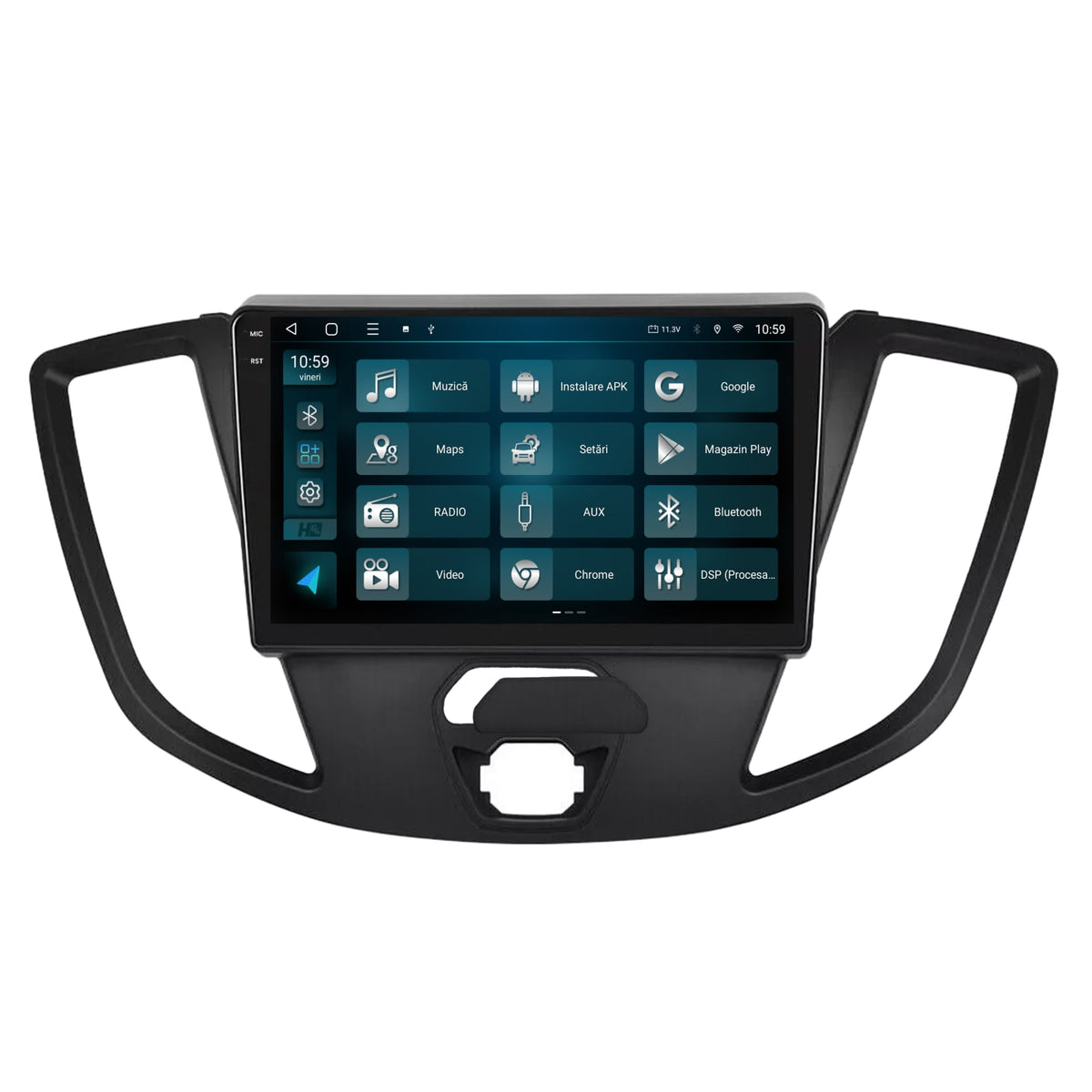 Navigatie 2K HUB64 Ford Transit (2014-2020), 8GB RAM, Android, Octacore, Slot Sim 4G, DSP, GPS, Wi-FI, Carplay, Android Auto, USB, Bluetooth, Waze, Touchscreen, 9.5 Inch