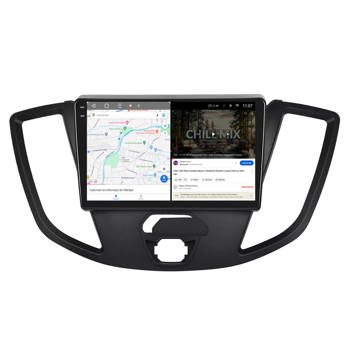 Navigatie 2K HUB64 Ford Transit (2014-2020), 8GB RAM, Android, Octacore, Slot Sim 4G, DSP, GPS, Wi-FI, Carplay, Android Auto, USB, Bluetooth, Waze, Touchscreen, 9.5 Inch