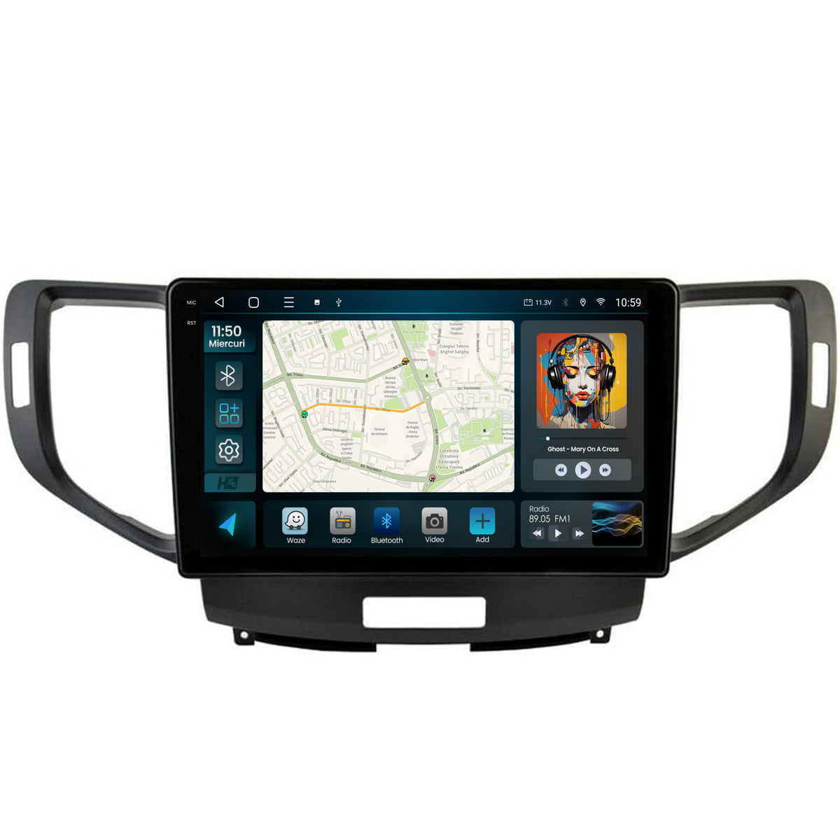 Navigatie 2K HUB64 Honda Accord VIII (2008-2012), 4GB RAM, Android, Octacore, Slot Sim 4G, DSP, GPS, Wi-FI, Carplay, Android Auto, USB, Bluetooth, Waze, Touchscreen, 9.5 Inch