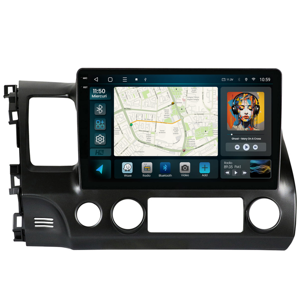 Navigatie 2K HUB64 Honda Civic (2005-2012), 8GB RAM, Android, Octacore, Slot Sim 4G, DSP, GPS, Wi-FI, Carplay, Android Auto, USB, Bluetooth, Waze, Touchscreen, 10.36 Inch