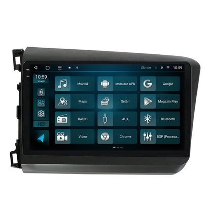 Navigatie 2K HUB64 Honda Civic (2012-2015), 4GB RAM, Android, Octacore, Slot Sim 4G, DSP, GPS, Wi-FI, Carplay, Android Auto, USB, Bluetooth, Waze, Touchscreen, 9.5 Inch