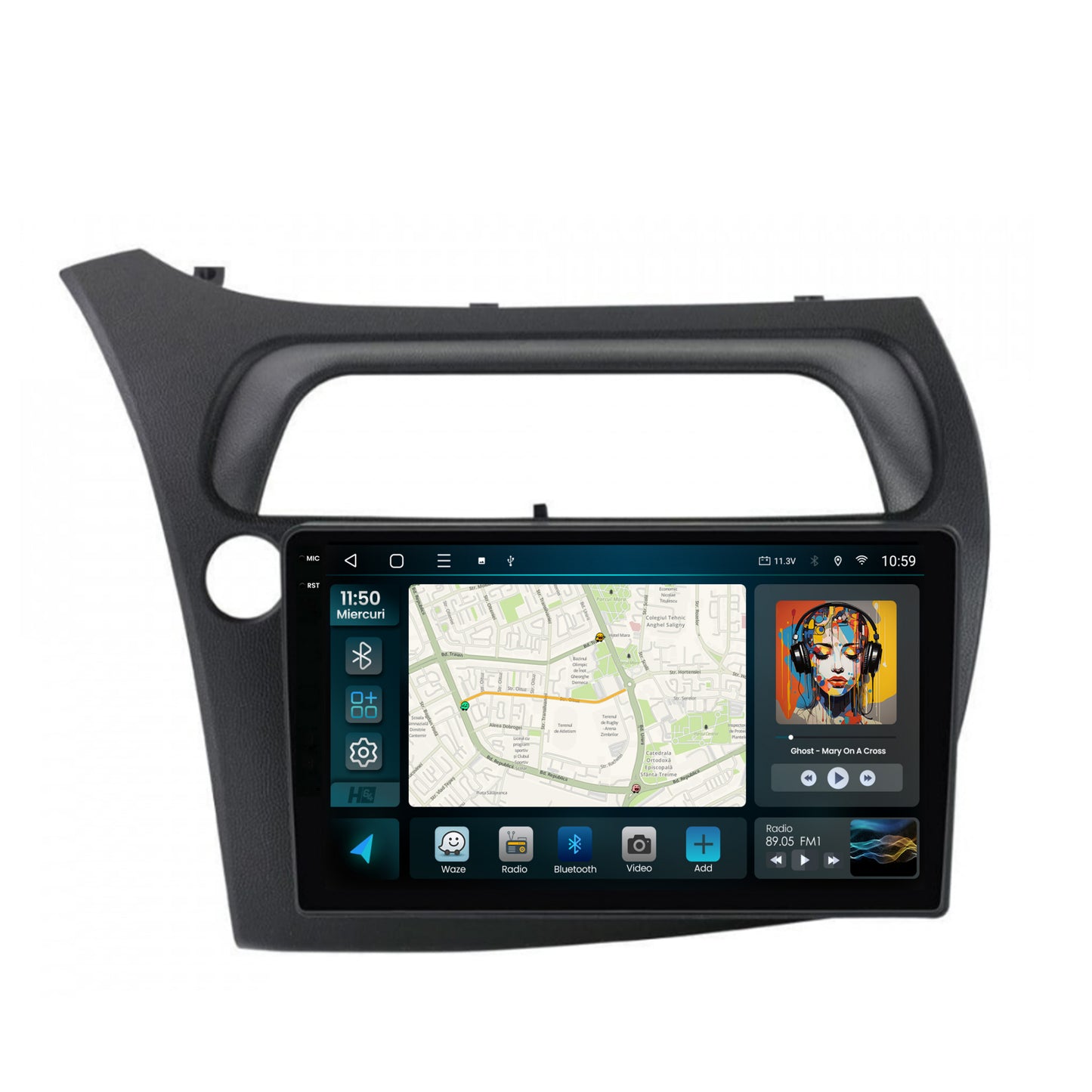 Navigatie 2K HUB64 Honda Civic Hatchback (2006-2011), 4GB RAM, Android, Octacore, Slot Sim 4G, DSP, GPS, Wi-FI, Carplay, Android Auto, USB, Bluetooth, Waze, Touchscreen, 9.5 Inch
