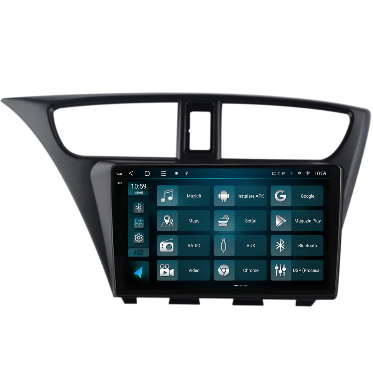 Navigatie 2K HUB64 Honda Civic Hatchback (2012-2015), 8GB RAM, Android, Octacore, Slot Sim 4G, DSP, GPS, Wi-FI, Carplay, Android Auto, USB, Bluetooth, Waze, Touchscreen, 9.5 Inch