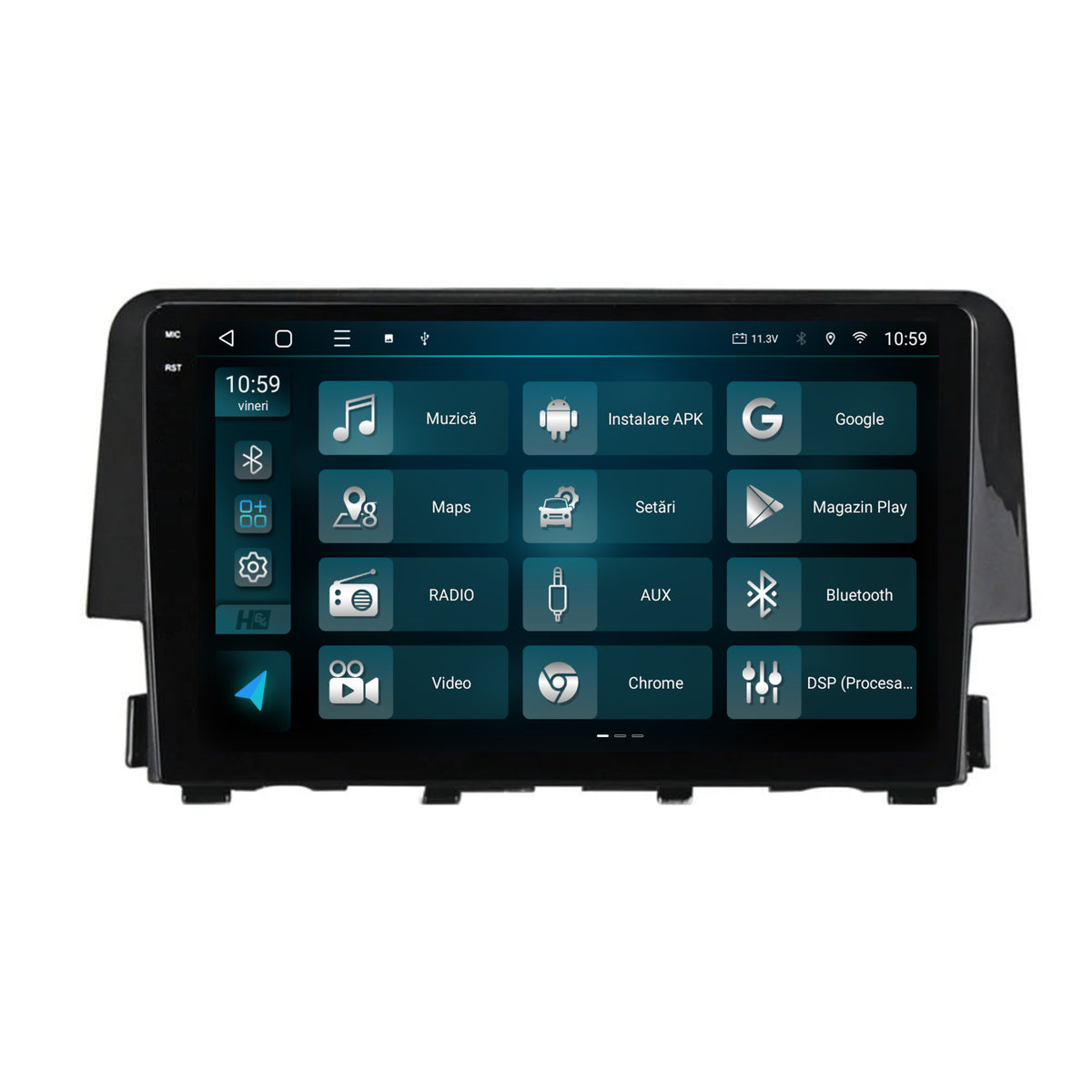 Navigatie 2K HUB64 Honda Civic X / Sedan (2015-2021), 4GB RAM, Android, Octacore, Slot Sim 4G, DSP, GPS, Wi-FI, Carplay, Android Auto, USB, Bluetooth, Waze, Touchscreen, 9.5 Inch