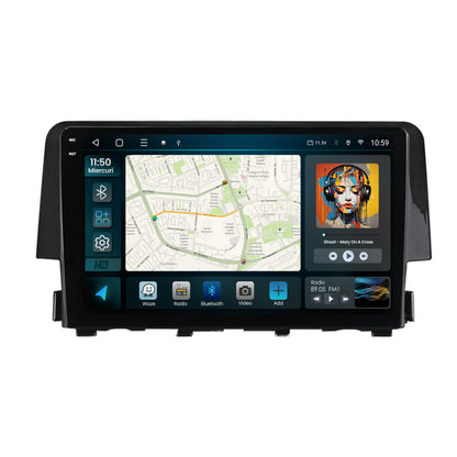 Navigatie 2K HUB64 Honda Civic X / Sedan (2015-2021), 4GB RAM, Android, Octacore, Slot Sim 4G, DSP, GPS, Wi-FI, Carplay, Android Auto, USB, Bluetooth, Waze, Touchscreen, 9.5 Inch