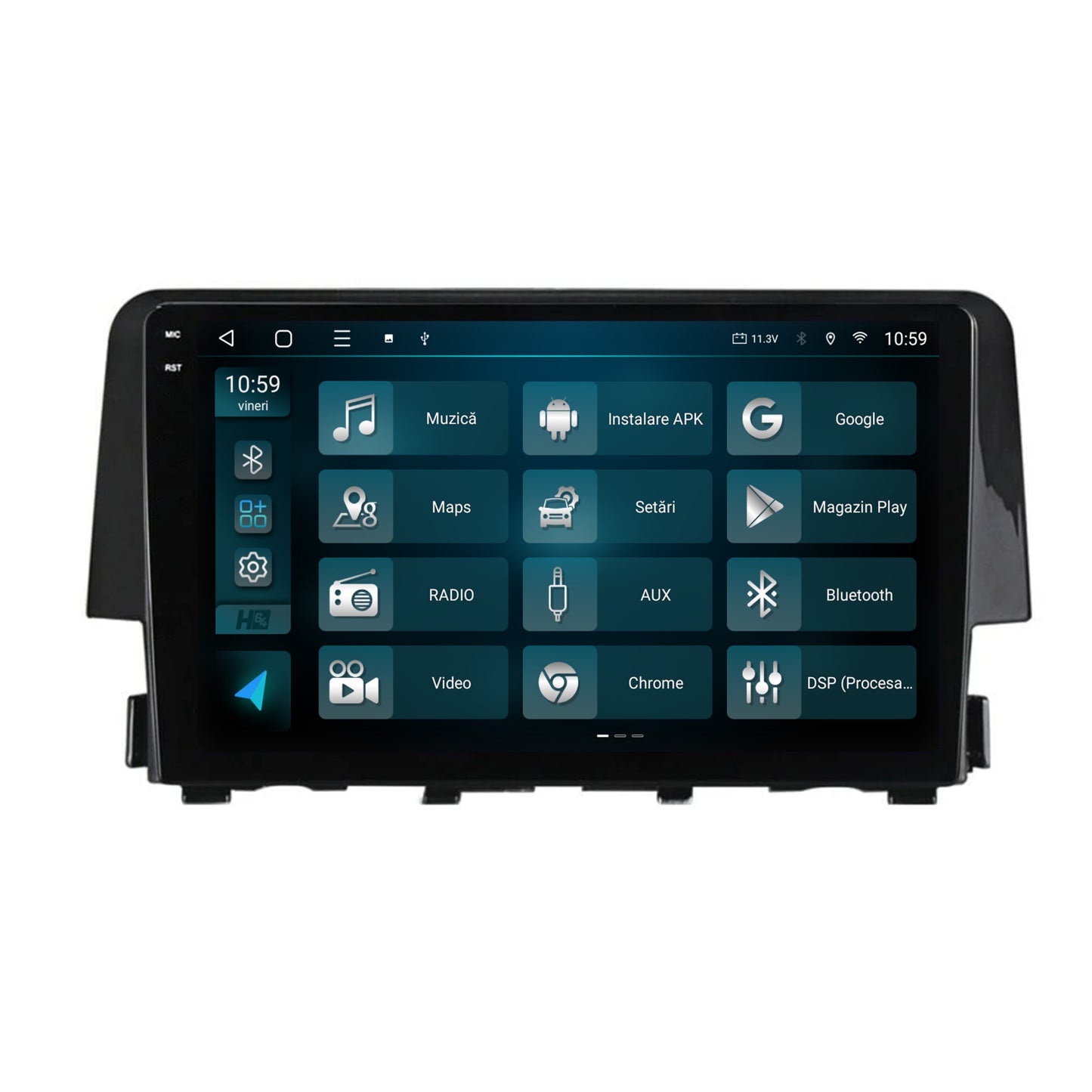 Navigatie 2K HUB64 Honda Civic X / Sedan (2015-2021), 8GB RAM, Android, Octacore, Slot Sim 4G, DSP, GPS, Wi-FI, Carplay, Android Auto, USB, Bluetooth, Waze, Touchscreen, 9.5 Inch