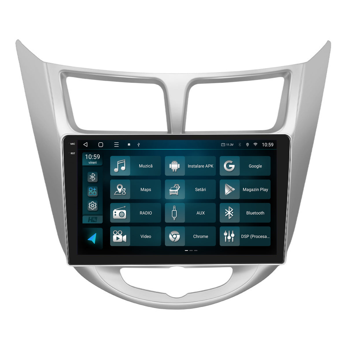 Navigatie 2K HUB64 Hyundai Accent (2011-2016), 8GB RAM, Android, Octacore, Slot Sim 4G, DSP, GPS, Wi-FI, Carplay, Android Auto, USB, Bluetooth, Waze, Touchscreen, 9.5 Inch