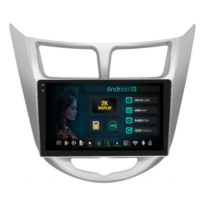 Navigatie 2K HUB64 Hyundai Accent (2011-2016), 4GB RAM, Android, Octacore, Slot Sim 4G, DSP, GPS, Wi-FI, Carplay, Android Auto, USB, Bluetooth, Waze, Touchscreen, 9.5 Inch