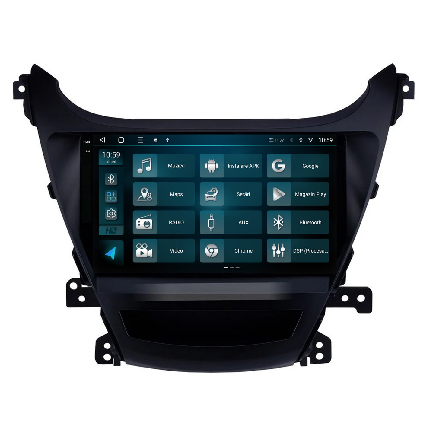 Navigatie 2K HUB64 Hyundai Elantra (2012-2014), 4GB RAM, Android, Octacore, Slot Sim 4G, DSP, GPS, Wi-FI, Carplay, Android Auto, USB, Bluetooth, Waze, Touchscreen, 9Inch