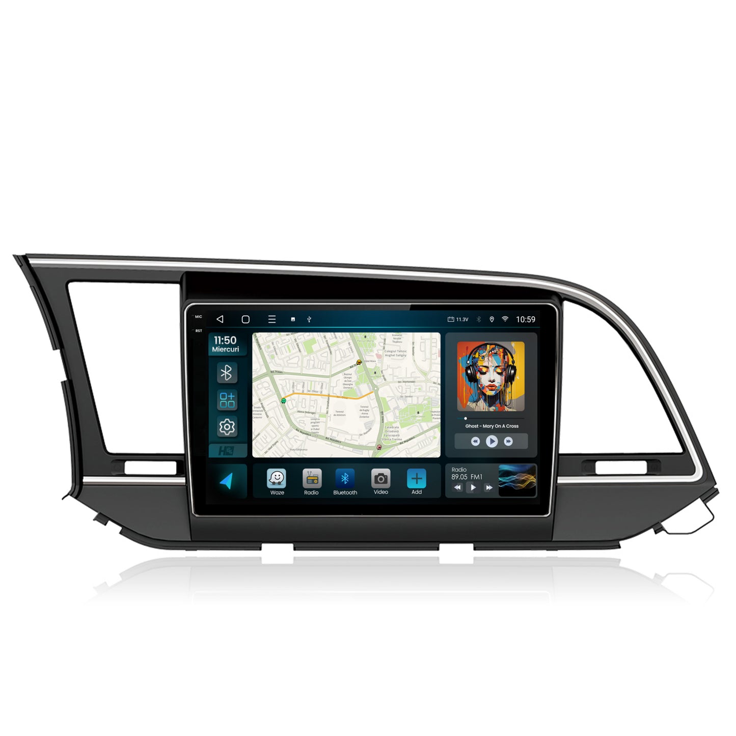 Navigatie 2K HUB64 Hyundai Elantra (2015-2018), 8GB RAM, Android, Octacore, Slot Sim 4G, DSP, GPS, Wi-FI, Carplay, Android Auto, USB, Bluetooth, Waze, Touchscreen, 9.5 Inch