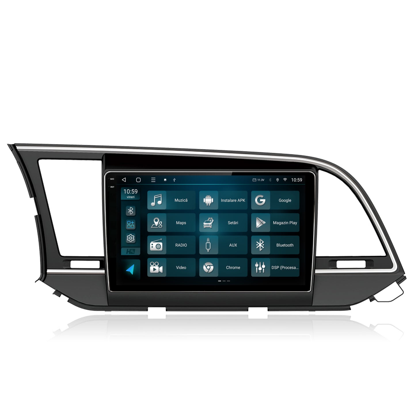 Navigatie 2K HUB64 Hyundai Elantra (2015-2018), 8GB RAM, Android, Octacore, Slot Sim 4G, DSP, GPS, Wi-FI, Carplay, Android Auto, USB, Bluetooth, Waze, Touchscreen, 9.5 Inch