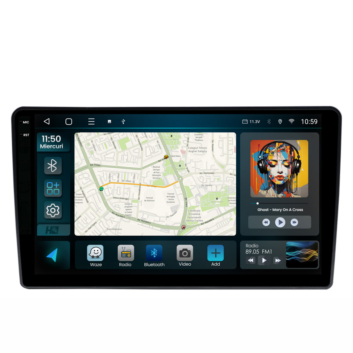 Navigatie 2K HUB64 Hyundai H1 (2010-2014), 8GB RAM, Android, Octacore, Slot Sim 4G, DSP, GPS, Wi-FI, Carplay, Android Auto, USB, Bluetooth, Waze, Touchscreen, 9.5 Inch