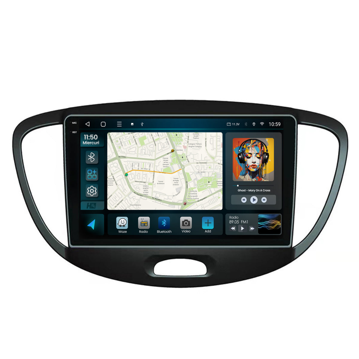 Navigatie 2K HUB64 Hyundai I10 (2007-2013), 4GB RAM, Android, Octacore, Slot Sim 4G, DSP, GPS, Wi-FI, Carplay, Android Auto, USB, Bluetooth, Waze, Touchscreen, 9.5 Inch
