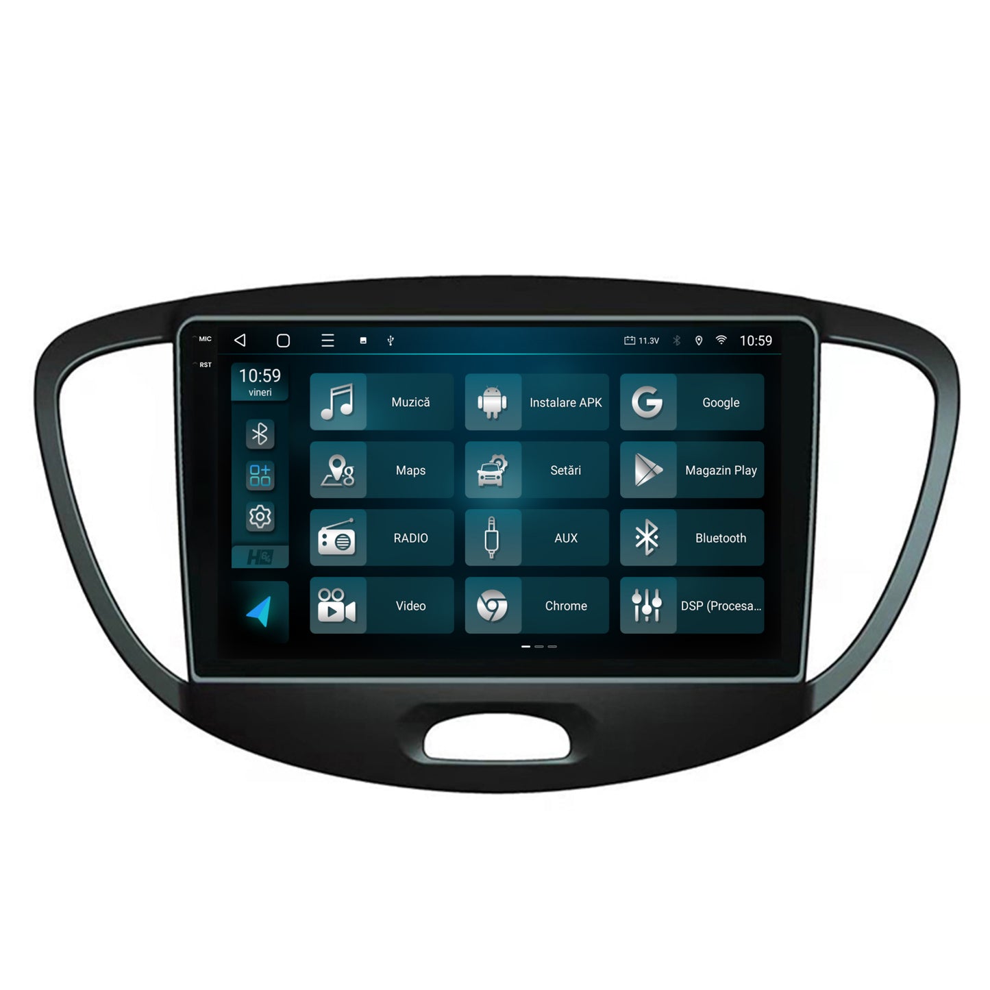 Navigatie 2K HUB64 Hyundai I10 (2007-2013), 4GB RAM, Android, Octacore, Slot Sim 4G, DSP, GPS, Wi-FI, Carplay, Android Auto, USB, Bluetooth, Waze, Touchscreen, 9.5 Inch