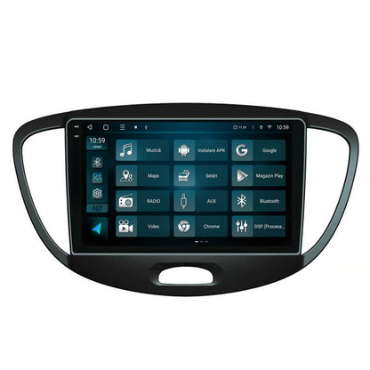 Navigatie 2K HUB64 Hyundai I10 (2007-2013), 8GB RAM, Android, Octacore, Slot Sim 4G, DSP, GPS, Wi-FI, Carplay, Android Auto, USB, Bluetooth, Waze, Touchscreen, 9.5 Inch