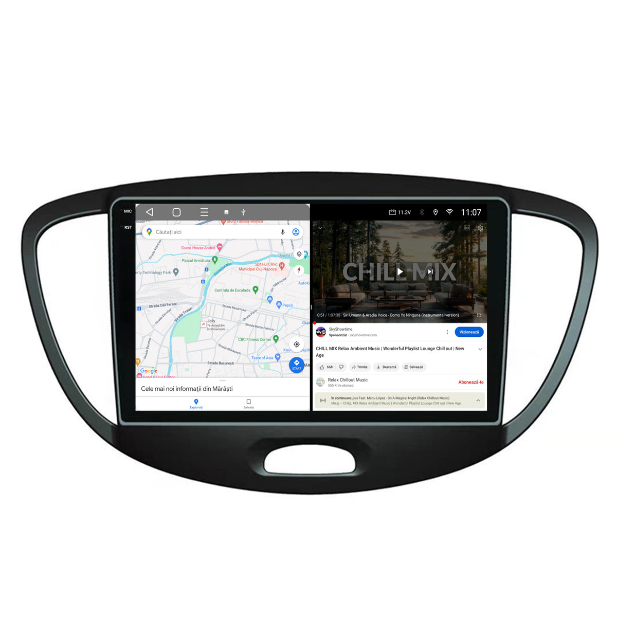 Navigatie 2K HUB64 Hyundai I10 (2007-2013), 8GB RAM, Android, Octacore, Slot Sim 4G, DSP, GPS, Wi-FI, Carplay, Android Auto, USB, Bluetooth, Waze, Touchscreen, 9.5 Inch