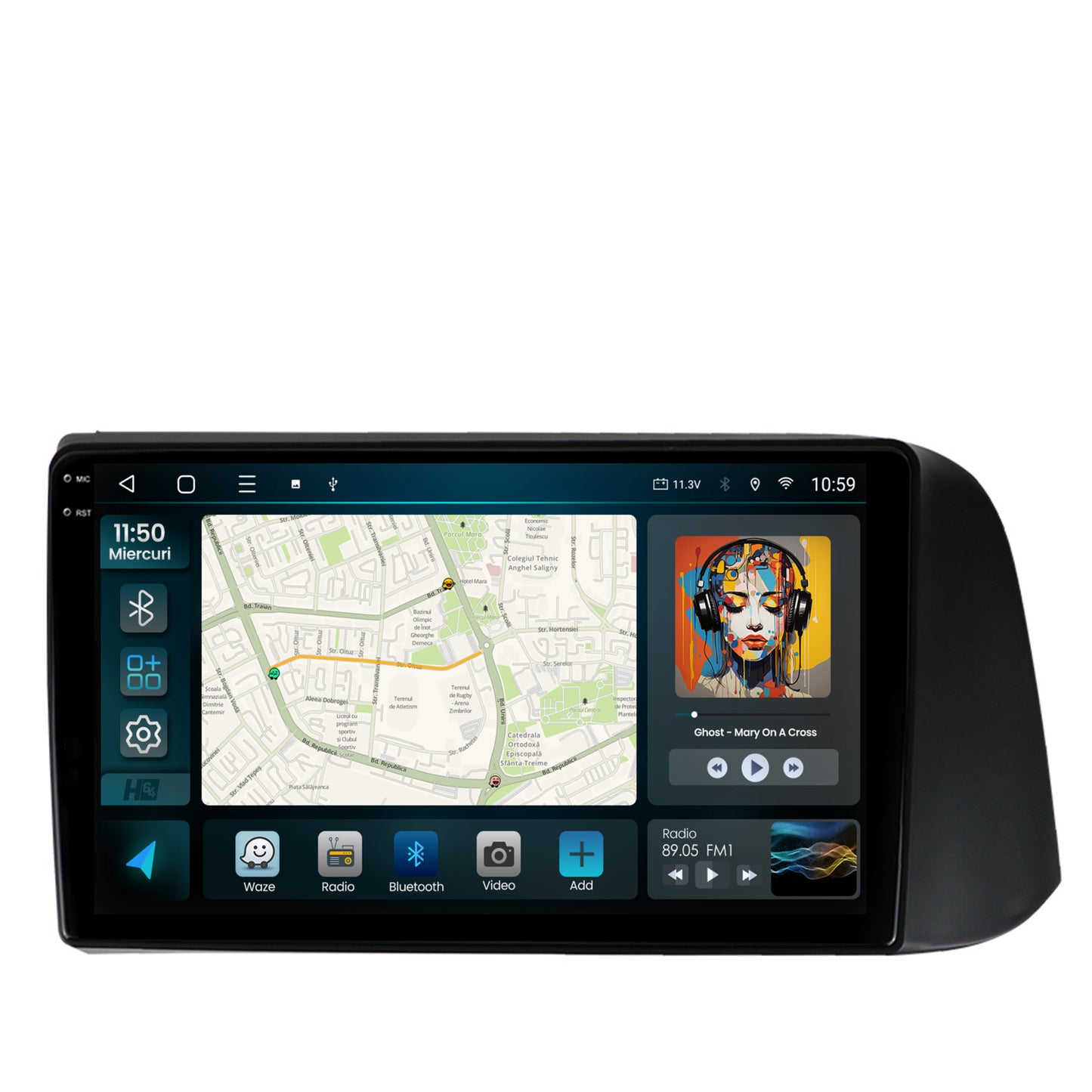 Navigatie 2K HUB64 Hyundai I10 (2020+), 8GB RAM, Android, Octacore, Slot Sim 4G, DSP, GPS, Wi-FI, Carplay, Android Auto, USB, Bluetooth, Waze, Touchscreen, 9.5 Inch