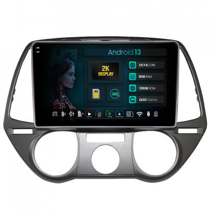 Navigatie 2K HUB64 Hyundai I20 (2008-2012), 8GB RAM, Android, Octacore, Slot Sim 4G, DSP, GPS, Wi-FI, Carplay, Android Auto, USB, Bluetooth, Waze, Touchscreen, 9.5 Inch