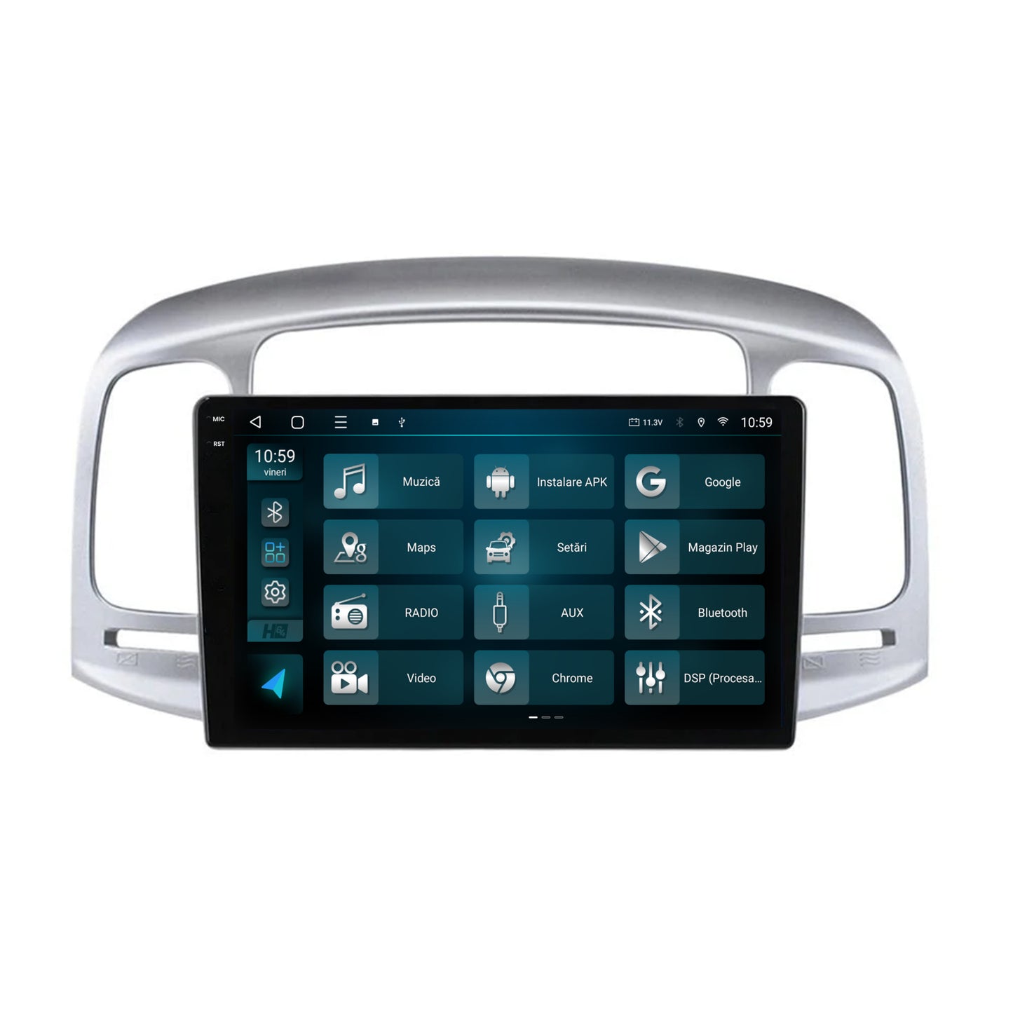 Navigatie 2K HUB64 Hyundai Accent (2006-2011), 8GB RAM, Android, Octacore, Slot Sim 4G, DSP, GPS, Wi-FI, Carplay, Android Auto, USB, Bluetooth, Waze, Touchscreen, 9.5 Inch