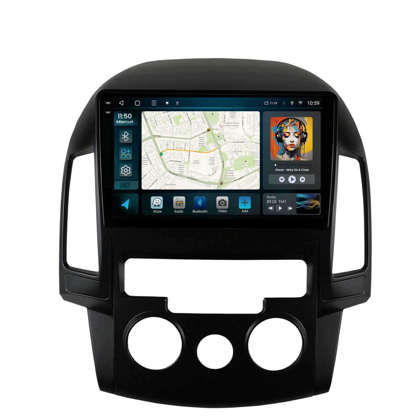 Navigatie 2K HUB64 Hyundai I30 (2007-2012), Clima manuala, 8GB RAM, Android, Octacore, Slot Sim 4G, DSP, GPS, Wi-FI, Carplay, Android Auto, USB, Bluetooth, Waze, Touchscreen, 9.5 Inch