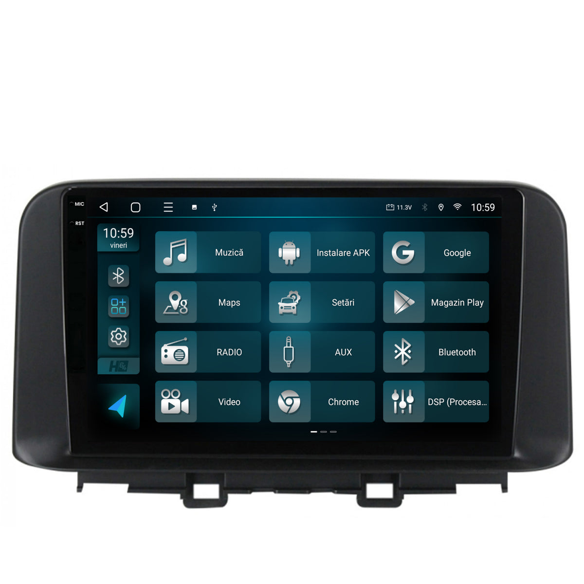 Navigatie 2K HUB64 Hyundai Kona (2018+), 8GB RAM, Android, Octacore, Slot Sim 4G, DSP, GPS, Wi-FI, Carplay, Android Auto, USB, Bluetooth, Waze, Touchscreen, 10.36 Inch