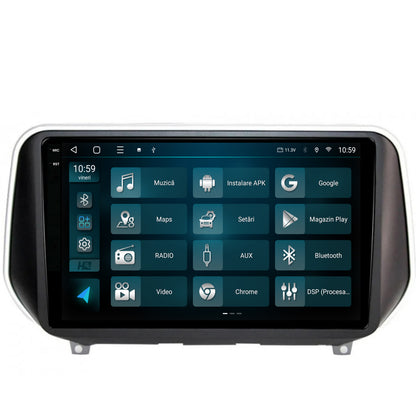 Navigatie 2K HUB64 Hyundai Santa Fe (2018-Prezent), 4GB RAM, Android, Octacore, Slot Sim 4G, DSP, GPS, Wi-FI, Carplay, Android Auto, USB, Bluetooth, Waze, Touchscreen, 9.5 Inch