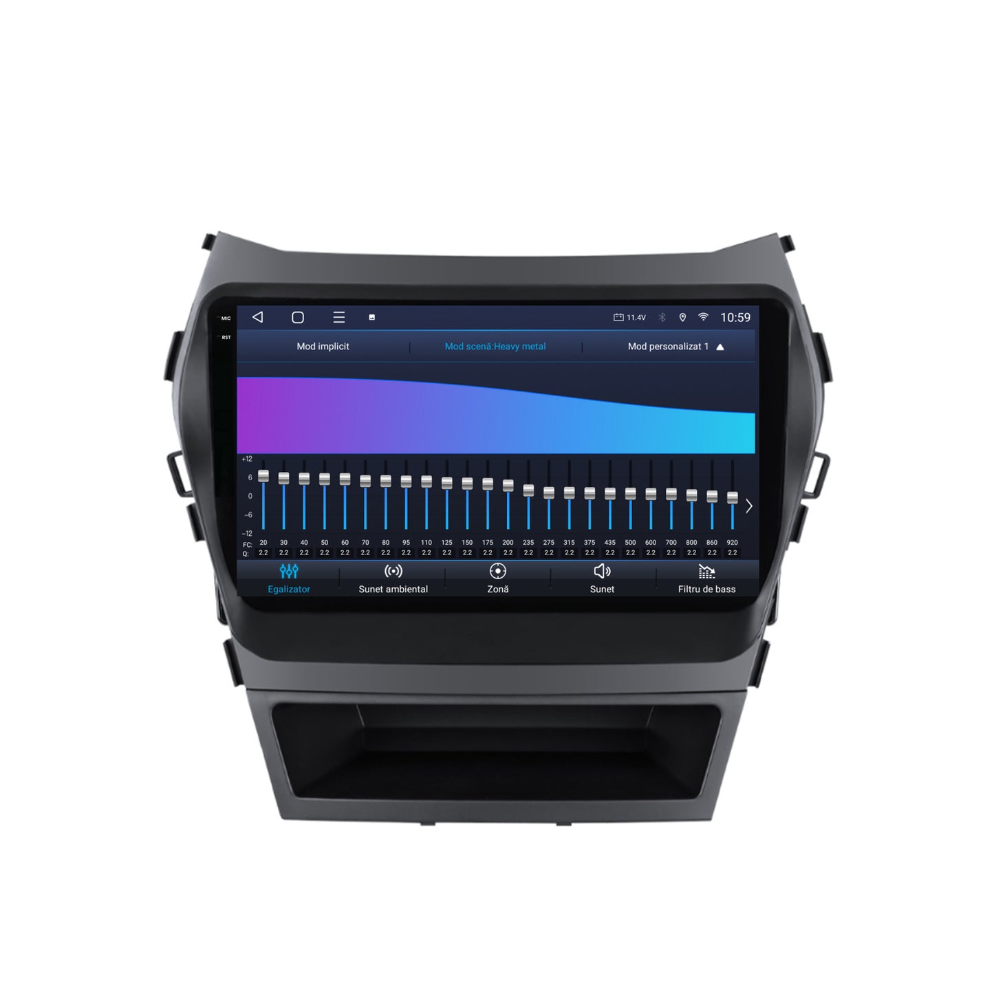 Navigatie 2K HUB64 Hyundai Santa Fe IX45 (2013-2017), 8GB RAM, Android, Octacore, Slot Sim 4G, DSP, GPS, Wi-FI, Carplay, Android Auto, USB, Bluetooth, Waze, Touchscreen, 9.5 Inch