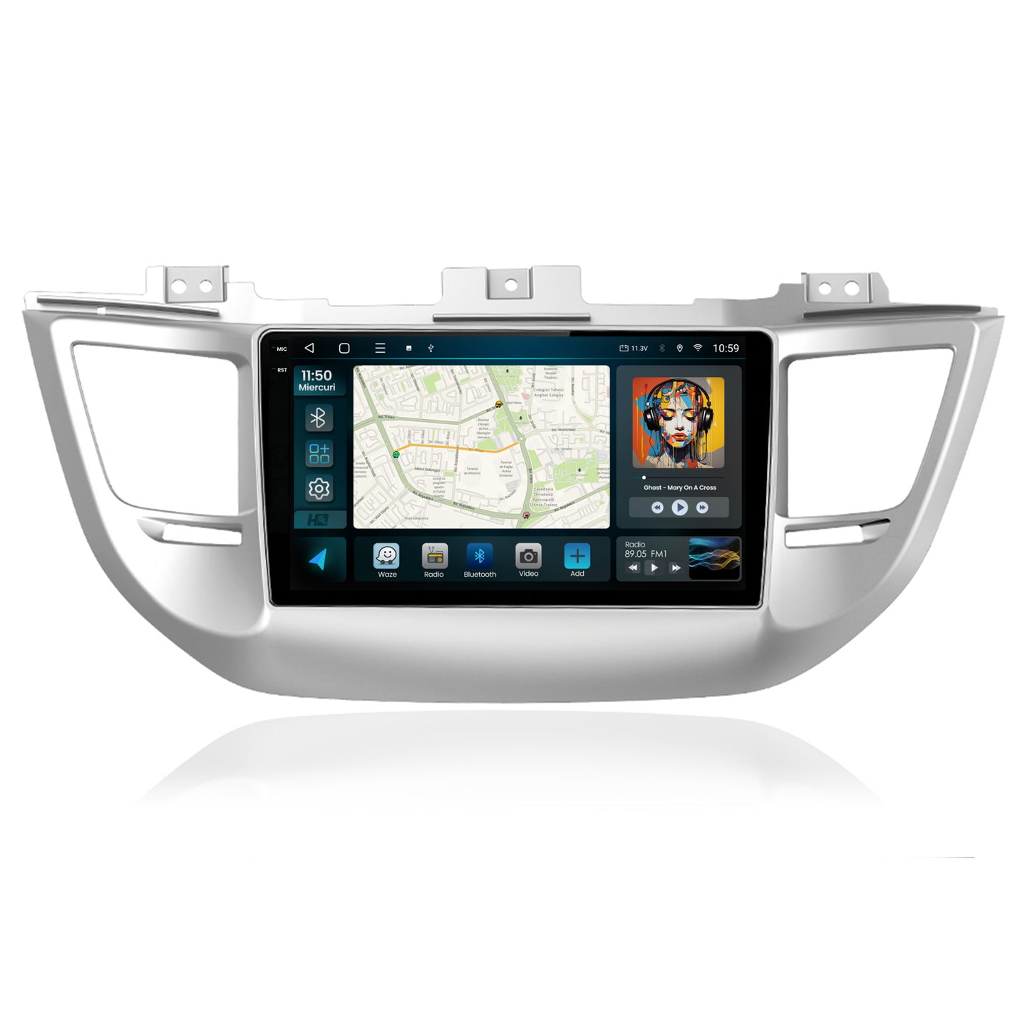 Navigatie 2K HUB64 Hyundai Tucson 3 (2015-2018), 8GB RAM, Android, Octacore, Slot Sim 4G, DSP, GPS, Wi-FI, Carplay, Android Auto, USB, Bluetooth, Waze, Touchscreen, 9.5 Inch
