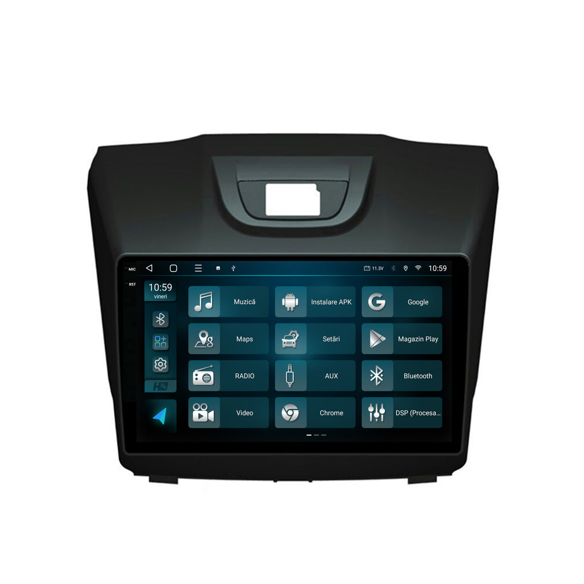 Navigatie 2K HUB64 Isuzu D-MAX (2015+), 4GB RAM, Android, Octacore, Slot Sim 4G, DSP, GPS, Wi-FI, Carplay, Android Auto, USB, Bluetooth, Waze, Touchscreen, 9.5 Inch