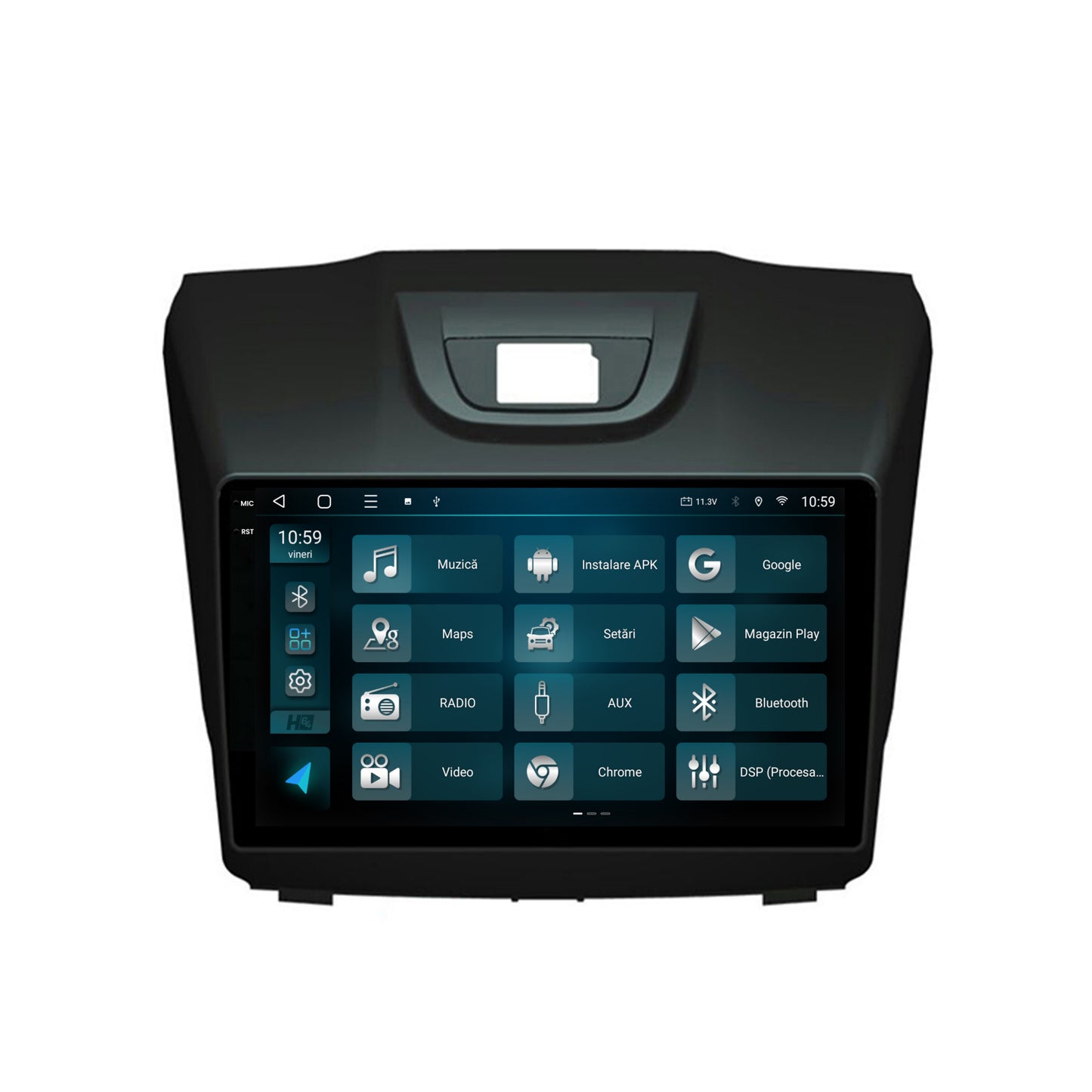 Navigatie 2K HUB64 Isuzu D-MAX (2015+), 4GB RAM, Android, Octacore, Slot Sim 4G, DSP, GPS, Wi-FI, Carplay, Android Auto, USB, Bluetooth, Waze, Touchscreen, 9.5 Inch