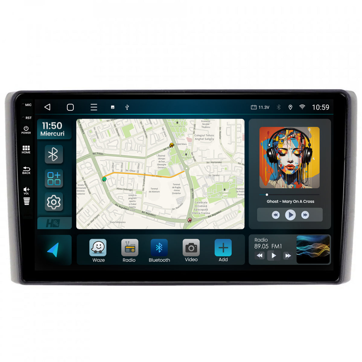 Navigatie 2K HUB64 Iveco Daily (2006-2014), 4GB RAM, Android, Octacore, Slot Sim 4G, DSP, GPS, Wi-FI, Carplay, Android Auto, USB, Bluetooth, Waze, Touchscreen, 9.5 Inch