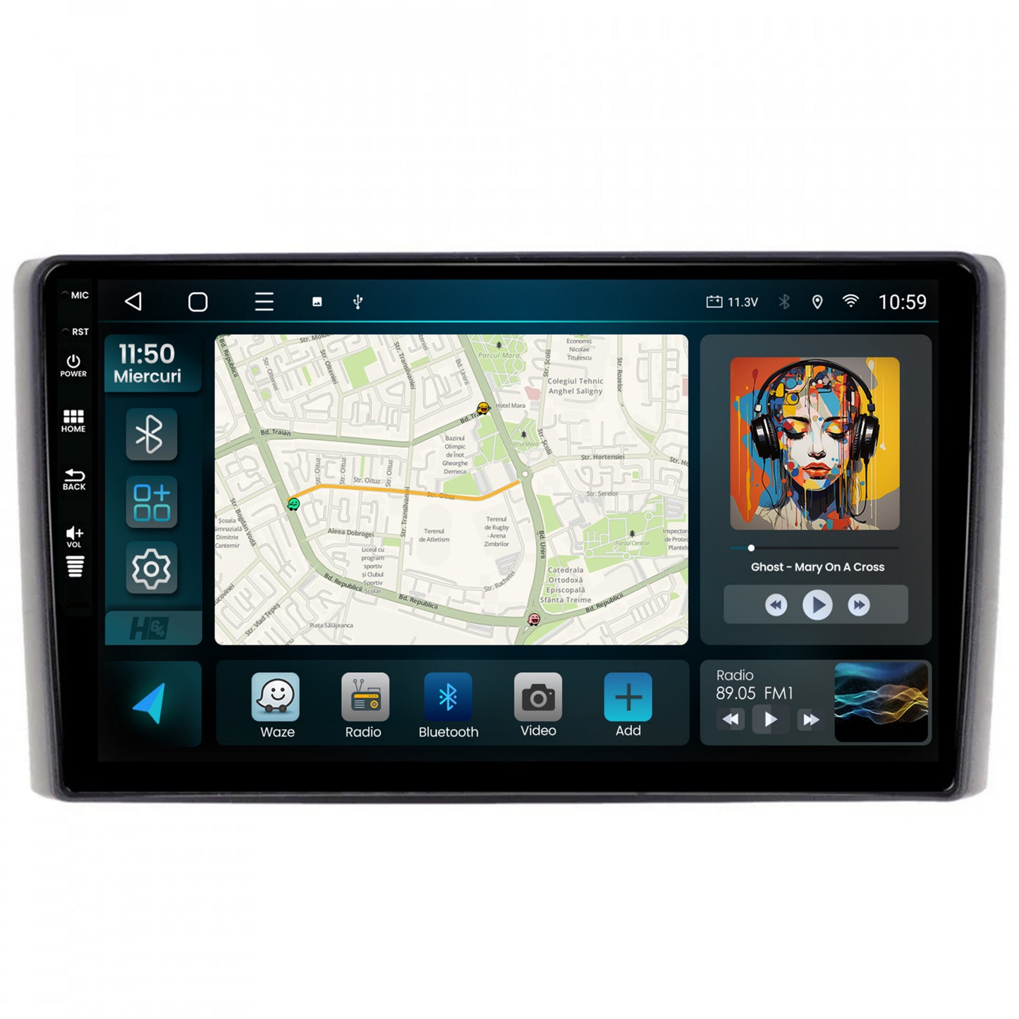 Navigatie 2K HUB64 Iveco Daily (2006-2014), 4GB RAM, Android, Octacore, Slot Sim 4G, DSP, GPS, Wi-FI, Carplay, Android Auto, USB, Bluetooth, Waze, Touchscreen, 9.5 Inch