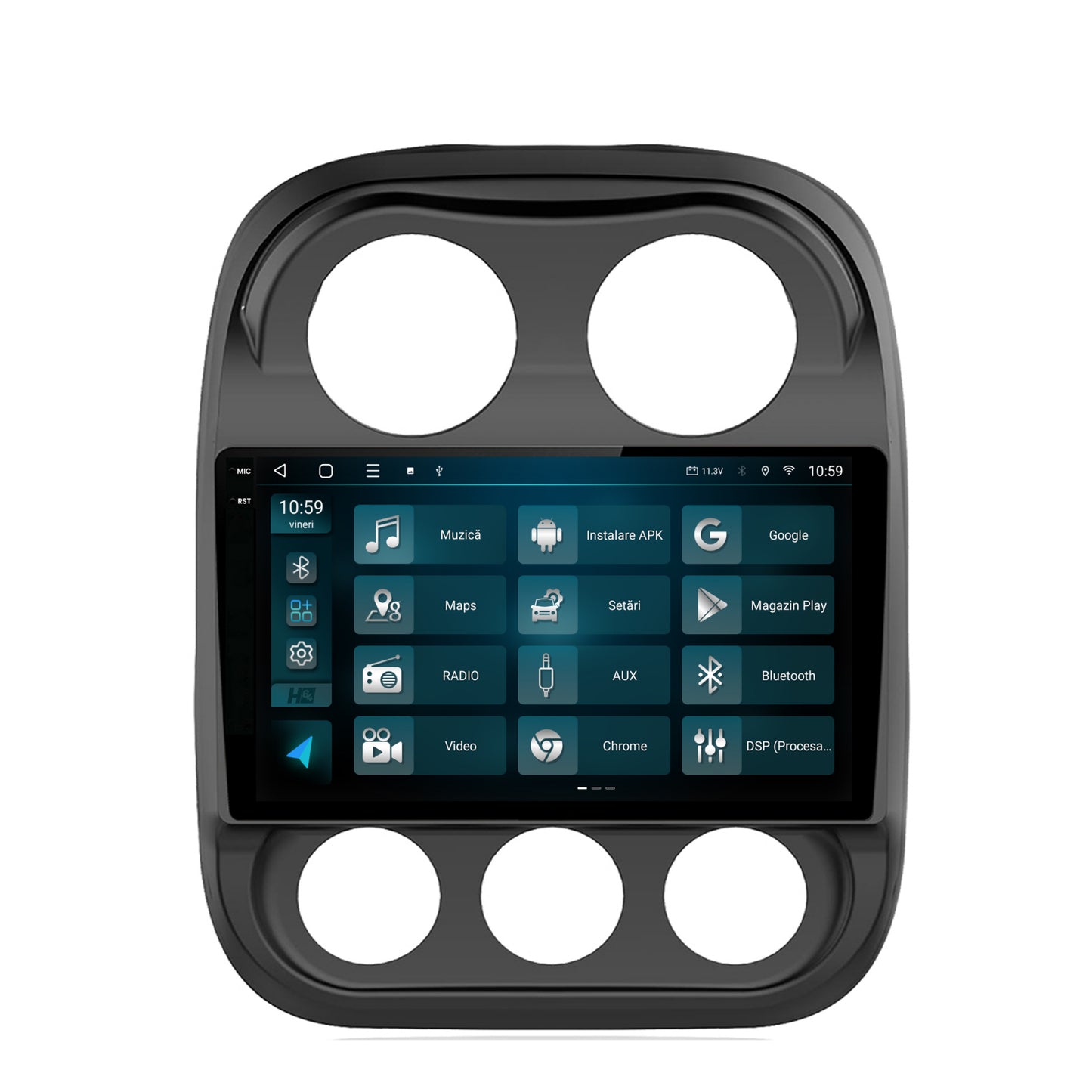 Navigatie 2K HUB64 Jeep Compass (2009-2016), 8GB RAM, Android, Octacore, Slot Sim 4G, DSP, GPS, Wi-FI, Carplay, Android Auto, USB, Bluetooth, Waze, Touchscreen, 10.36 Inch