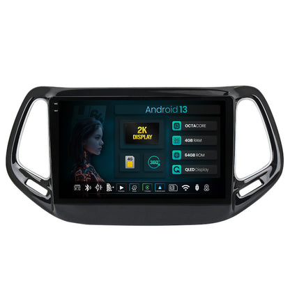 Navigatie 2K HUB64 Jeep Compass (2016+), 4GB RAM, Android, Octacore, Slot Sim 4G, DSP, GPS, Wi-FI, Carplay, Android Auto, USB, Bluetooth, Waze, Touchscreen, 10.36 Inch