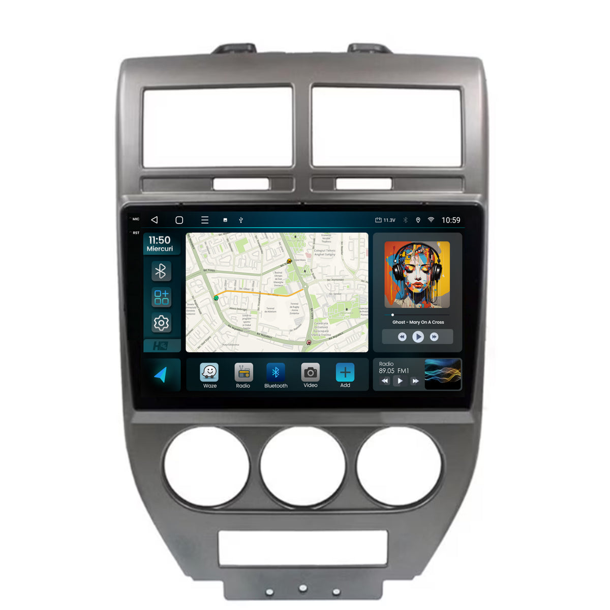 Navigatie 2K HUB64 Jeep Compass/Patriot (2006-2010), 4GB RAM, Android, Octacore, Slot Sim 4G, DSP, GPS, Wi-FI, Carplay, Android Auto, USB, Bluetooth, Waze, Touchscreen, 9.5 Inch