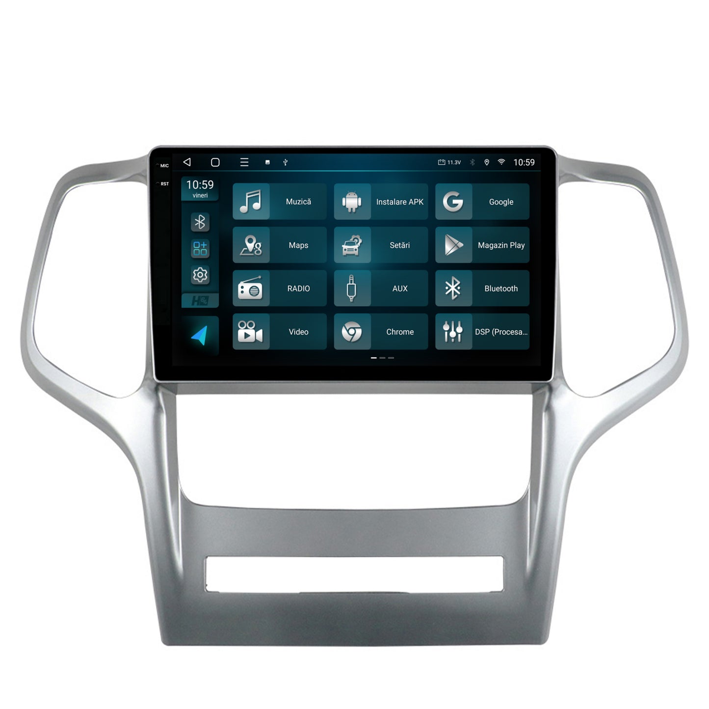 Navigatie 2K HUB64 Jeep Grand Cherokee (2010-2013), 4GB RAM, Android, Octacore, Slot Sim 4G, DSP, GPS, Wi-FI, Carplay, Android Auto, USB, Bluetooth, Waze, Touchscreen, 9.5 Inch