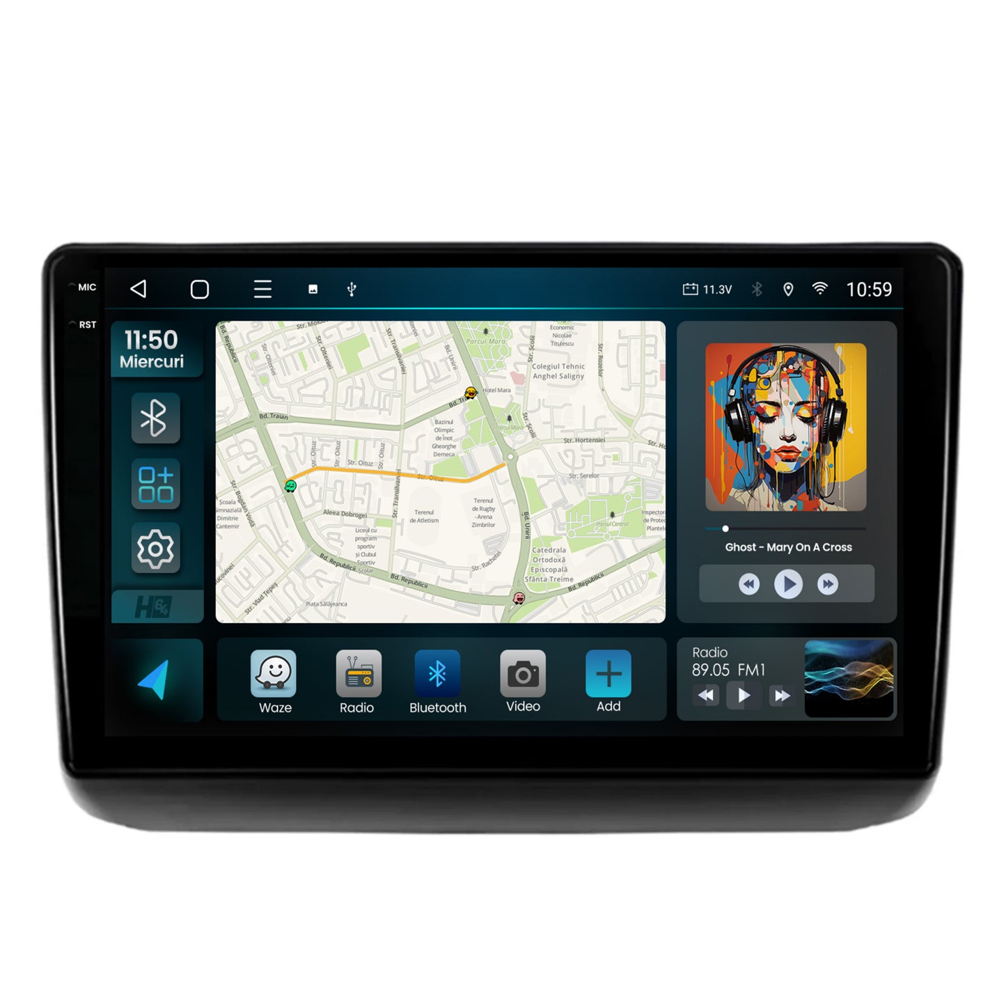 Navigatie 2K HUB64 Jeep Grand Cherokee (2013-2020), 4GB RAM, Android, GPS, Wi-FI, Carplay, Android Auto, USB, Bluetooth, Radio, Waze, Touchscreen, 9.5 Inch