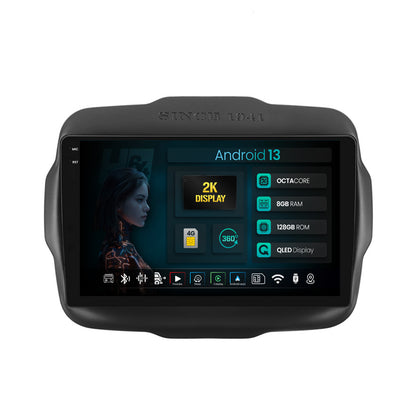 Navigatie 2K HUB64 Jeep Renegade (2014-2018), 8GB RAM, Android, Octacore, Slot Sim 4G, DSP, GPS, Wi-FI, Carplay, Android Auto, USB, Bluetooth, Waze, Touchscreen, 9.5 Inch