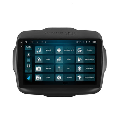Navigatie 2K HUB64 Jeep Renegade (2014-2018), 8GB RAM, Android, Octacore, Slot Sim 4G, DSP, GPS, Wi-FI, Carplay, Android Auto, USB, Bluetooth, Waze, Touchscreen, 9.5 Inch