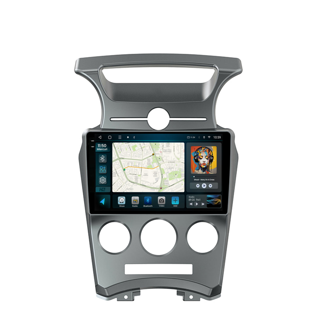Navigatie 2K HUB64 Kia Carens (2007-2011), 4GB RAM, Android, Octacore, Slot Sim 4G, DSP, GPS, Wi-FI, Carplay, Android Auto, USB, Bluetooth, Waze, Touchscreen, 9.5 Inch